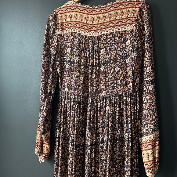 Faherty Toluca Border Print Long Sleeve Dress in Monserrat Floral Size XS - Picture 12 of 16
